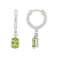 thumbnail image 3 of Brilliance Fine Jewelry Oval Peridot Drop Earrings in Sterling Silver, 3 of 4