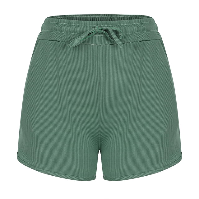 Dealovy Running Shorts for Women High Waisted Drawstring Solid Color Sports Loose Wide Leg Shorts