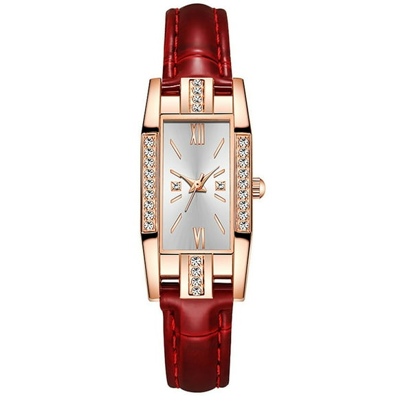 Couple Watches With Diamonds Pu Leather Material Simple Style Watches For Women