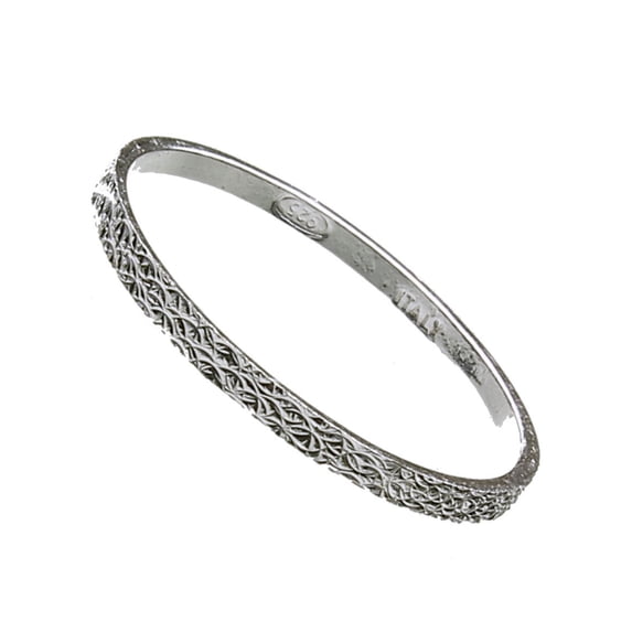 Sterling Silver Thin Stackable Wedding Band Hammered Ring 1.5mm Italy Size 9.5