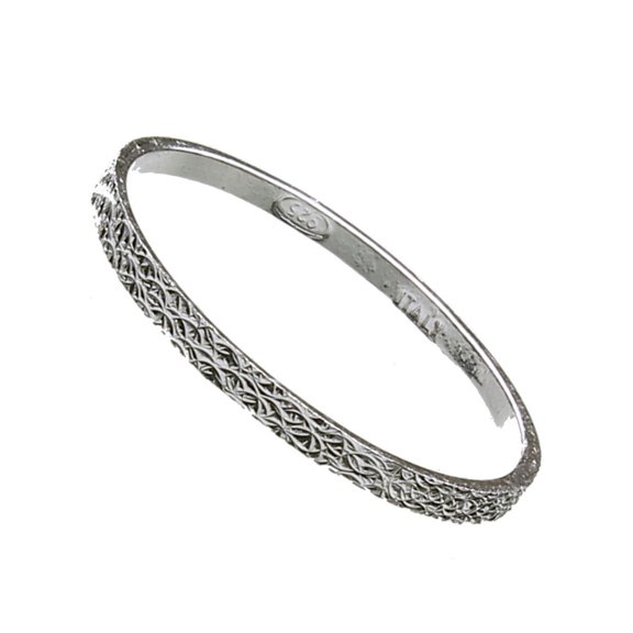 Sterling Silver Thin Stackable Wedding Band Hammered Ring 1.5mm Italy Size 6