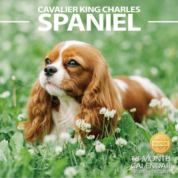 2025-2026 Wall Calendar Cavalier King Charles Spaniel Planner Calendar, Hangable Monthly Wall Calendar with Large Blocks for Organizing & Planning, Academic Schedule, Home, Office & family