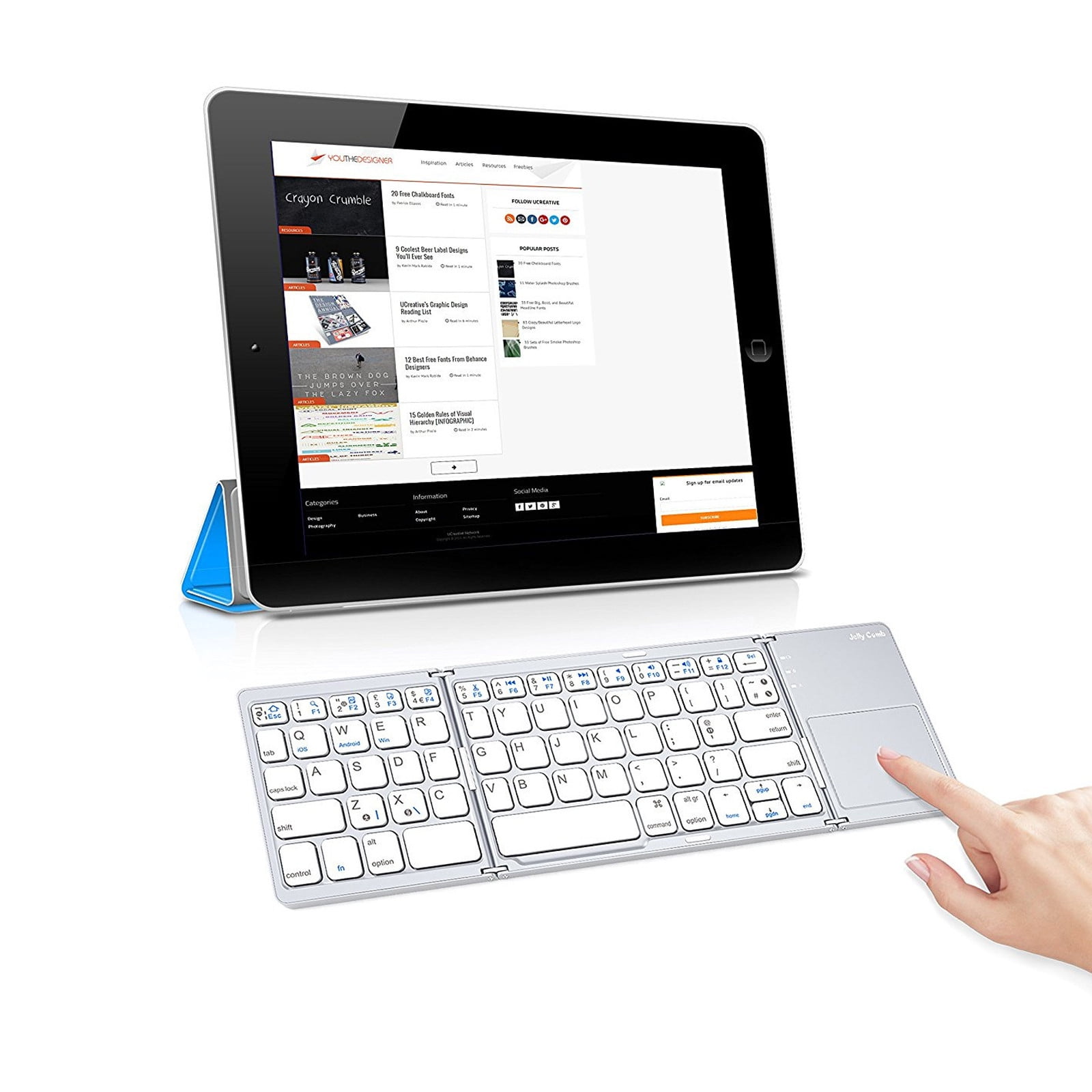 Bluetooth Keyboard, Touchpad Foldable Tri-fold Wireless for Tablet/Smartphone