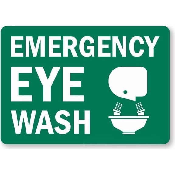 Warning Sign - Eyewash Emergency Eye Wash with Symbol, Metal Sign, Warning for Wall Or Fence, Durable Weatherproof, for Industrial Areas, 12X8 Inch