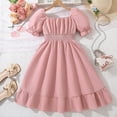 thumbnail image 6 of Girls Summer Dress Big Kid Girls Dress Summer Casual Square Collar Short Sleeve Ruffled Dress plus Size Dresses Girls, 6 of 7