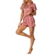 thumbnail image 2 of Conjuntos de pijama de satén para mujer INSPIRE CHIC, ropa de noche, camisetas con pantalones cortos, conjuntos de lounge XL color rosa oscuro, 2 of 6