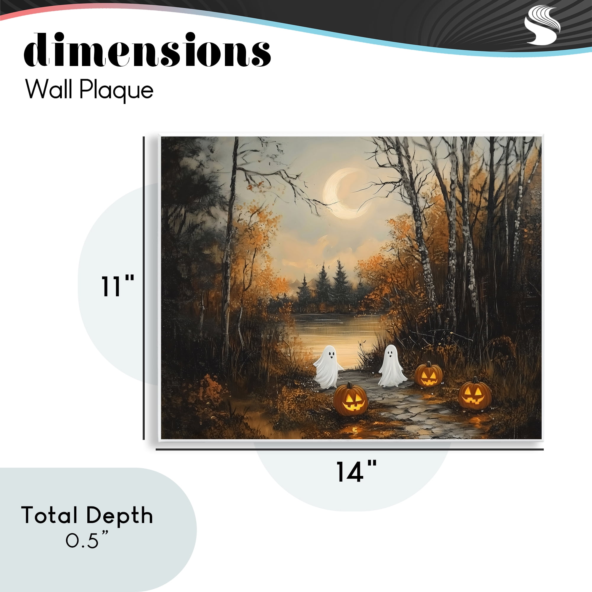 Autumn Ghosts at Lake Wall Plaque Art, design by Arlington Prints