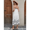 thumbnail image 3 of Women's Cotton Embroidered Midi Dress - Classic Black And White A-Line Sundress With Contrast Trim, Perfect For Vacation, 3 of 5