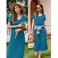 thumbnail image 3 of Ekouaer Women's Maternity Nursing Dresses Summer Short Sleeve Split Long Dresses for Breastfeeding Black M Teal XL, 3 of 6