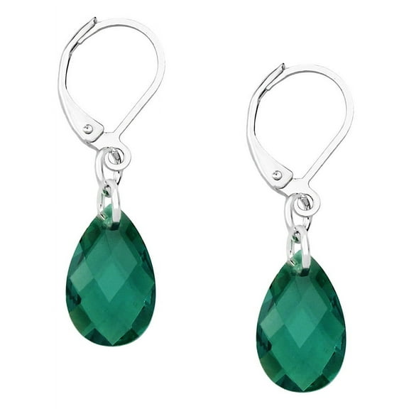 Falari Glass Crystal Tear Drop Shaped Earring Emerald