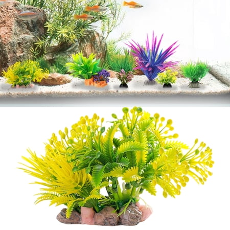 Adpan Artificial Aquarium Plants Realistic Fish Tank Decorations Lifelike Plastic Water Decor for Landscaping Hideouts Betta Safe Green 1PC G
