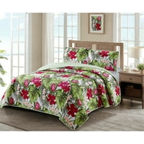 Harper Lane Paradise Palm Reversible Quilt Set, King - Geometric Texture( 3 Count)
