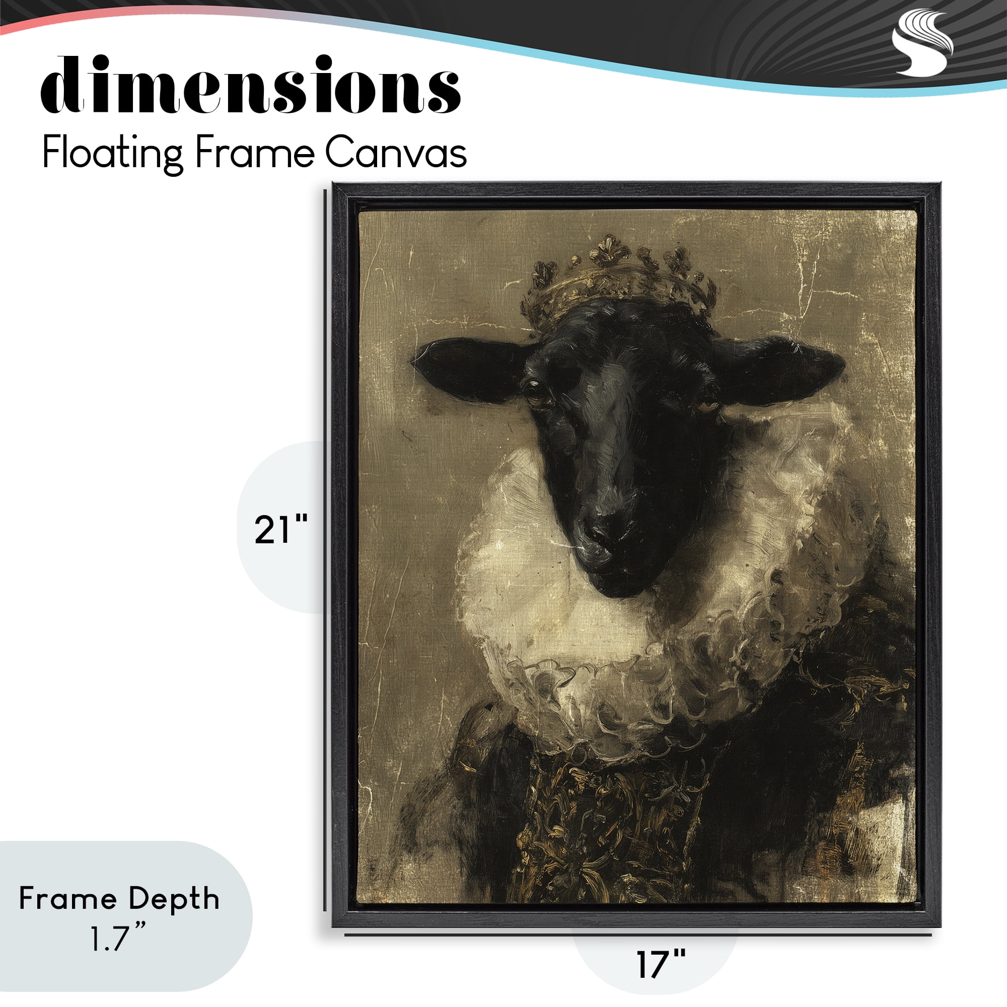 Stupell Industries Noble Ram Portrait Black Framed Floater Canvas Wall Art, design by Svetlana Aleynikova
