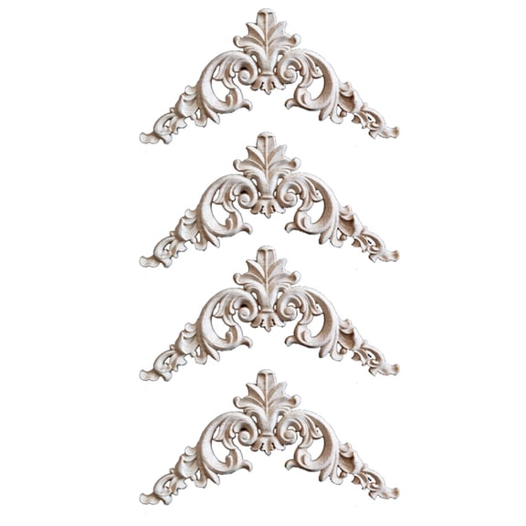 MLINS  4 PCS Wood Applique Unpainted Frames Furniture Transfers Rub Vintage Wall Decals Frat