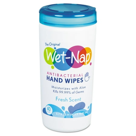 (2 Pack) Wet-Nap Antibacterial Hand Wipes, 5 3/4 x 7 3/5, White, Fresh Scent, 40/Canister, 6/Ctn -NICP11640TKCT (2 pack)