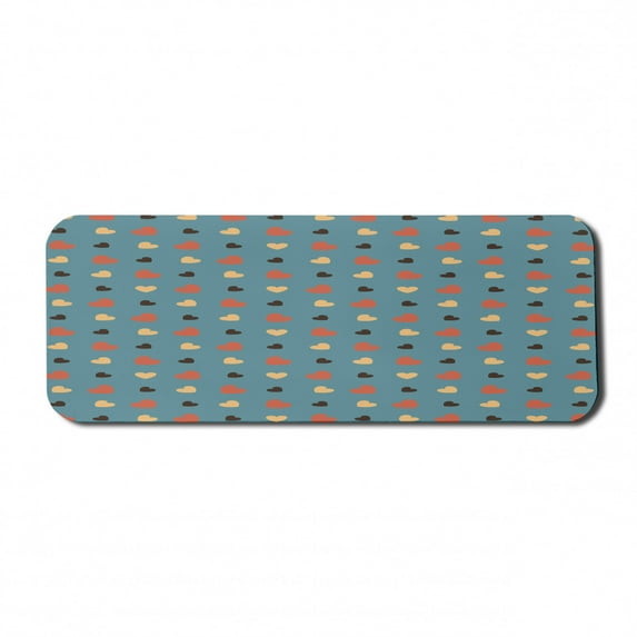 Blue Computer Mouse Pad, Couple Valentines Theme Romantic Love Themed Polka Dots Like Hearts, Rectangle Non-Slip Rubber Mousepad Large, 31" x 12" Gaming Size, Blue Brown and Vermilion, by Ambesonne