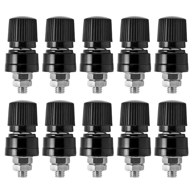 Abastado 10 Piezas de Poste de Encuadernación M6 Rosca Latón Niquelado Terminal de Soldadura Conector de Perno 0?380VNegro