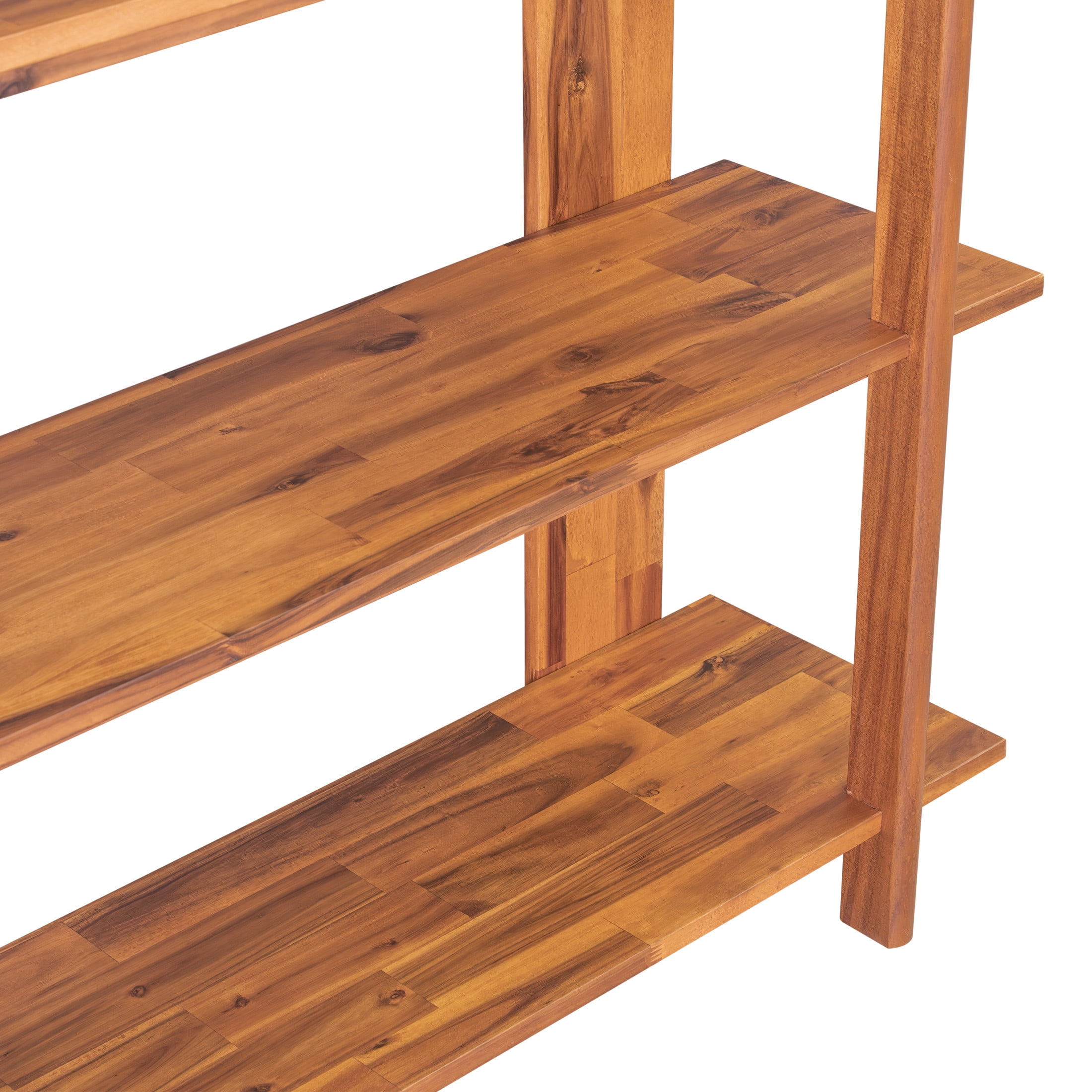 Christopher Knight Home Big 4-Tier Open Bookcase, 70.2" Solid Acacia Wood Large Display Bookshelf, Teak Finish