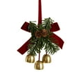thumbnail image 2 of 4pcs Christmas Bows with Bells Velvet Ribbon Decorations,with Pinecone Pine Needle and Leaf for Xmas Tree Wreath Door Decor, Festive Gold Ironwork Hanging Ornaments for Home Wedding Indoor Party, 2 of 6