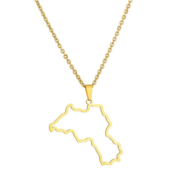 ZPAQI Stainless Steel Kurdistan Map Pendant Necklace Women Men Fashion Jewelry Gift