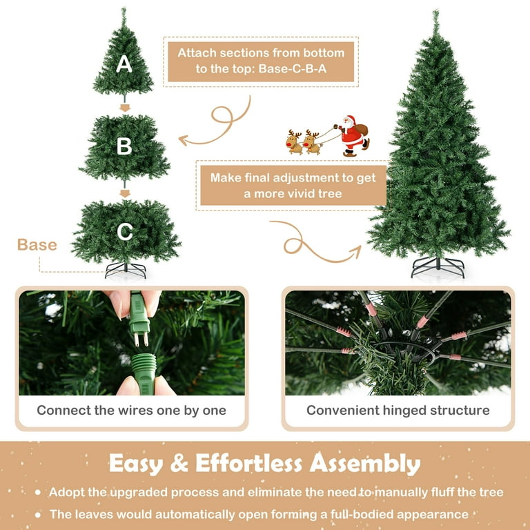 Costway Easy 6FT Pre-Lit Outdoor XMAS Tree w/ 260 Multi