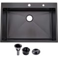 thumbnail image 2 of Gunmetal  Kitchen Sink Topmount Drop in Stainless Steel Single Bowl Kitchen Gauge Extra-Thick Modern Bar Prep RV Laundry Sinks with Dish Grid and Basket Strainer, 2 of 6