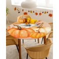 thumbnail image 4 of Round Fitted Tablecloths Fall Thanksgiving Orange Pumpkin Waterproof Table Cover for Kitchen Dining Party Decor Watercolor Oil Painting Art,36"-44", 4 of 6