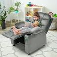 thumbnail image 3 of Gymax Kids Youth Recliner Chair Velvet Fabric w/Cup Holder & Side Pocket Grey, 3 of 10