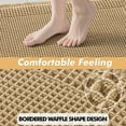 thumbnail image 5 of BGC Set of 2 Waffle Bathroom Rugs, Boho Bath Rug Super Absorbent, Non Slip Washable Ultra Soft Rubber Backed Shower Bath Mats for Floor, Tub, Shower, Bordered Design, Brown, 18x30 Inch, 5 of 13