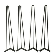 TC-HOME 28" Hairpin Table Legs 3 Rod Heavy Duty Set Of 4 Solid Iron Legs For Furniture Dining Coffee Table Laptop Desk Bench with Screws Φ 3/8" Black