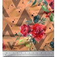 thumbnail image 1 of Soimoi Orange Moss Georgette Fabric Geometric,Leaves & Begonia Floral Print Fabric by the Yard 42 Inch Wide, 1 of 1