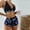 Purple, variant on Bathing Suit for Women- Solid Strap Deep V Sexy Split Set Three-piece Swimming Suit Swimwear Blue