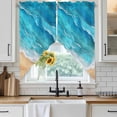 thumbnail image 2 of Ocean Waves Swag Valances for Windows 2 Pack Abstract Gradient Yellow Teal Waves Beach Swag Kitchen Curtains 63 Inches Long Rod Pocket Short Window Treatment for Kitchen Bathroom 36"x63", 2 of 9