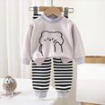thumbnail image 2 of TOWED22 Baby Toddler Boy Fall Winter Set Outfits 2Pcs Long Sleeve Printed Round Neck T-Shirt Elastic Waist Pants Soft Warm Clothes(Grey,6-12 M), 2 of 5