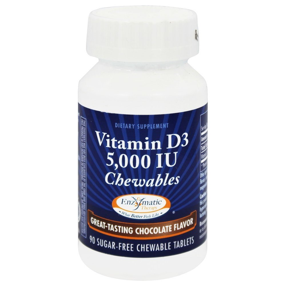 Enzymatic Therapy Vitamin D3 Chocolate Flavor 5000 IU 90 Chewable
