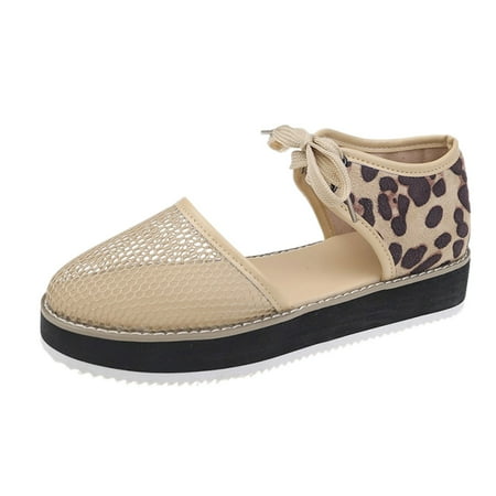

SEMIMAY Breathable Sandals Fashion Leopard-Print Casual Lace-up Women s Shoes Women s sandals