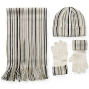 White Stag - Stripe Beanie, Gloves and Scarf Set