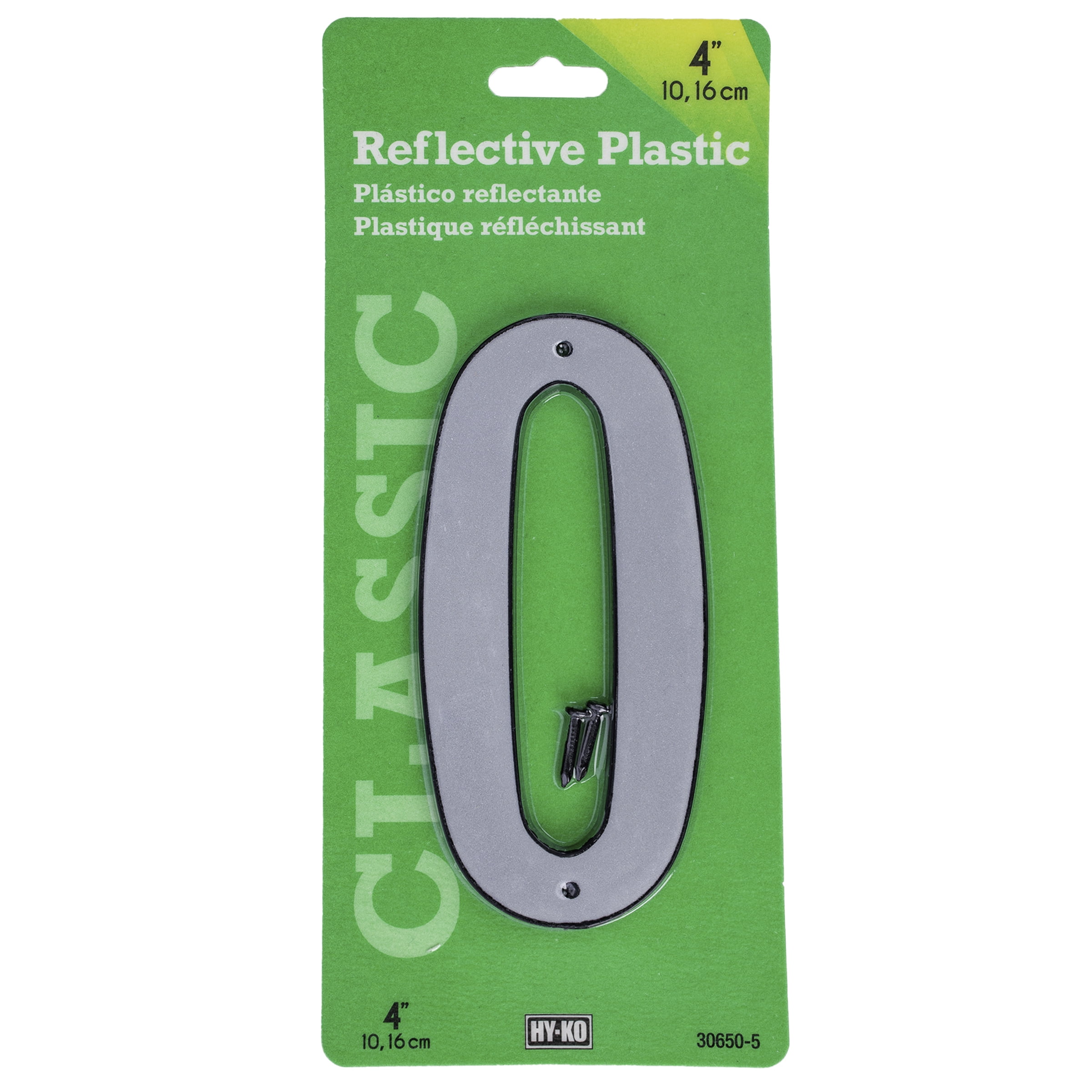 (20 pack) HY-KO 4" Reflective Plastic Modern Number 0