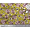 thumbnail image 1 of Soimoi Silk Fabric Leaves & Lily Floral Printed Fabric 1 Yard 42 Inch Wide, 1 of 3