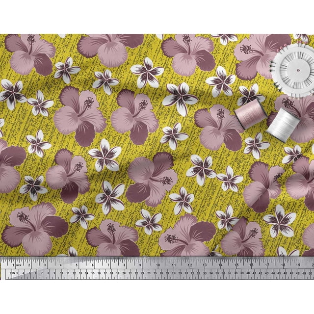 Soimoi Poly Georgette Fabric Leaves & Lily Floral Print Fabric by Yard 42 Inch Wide