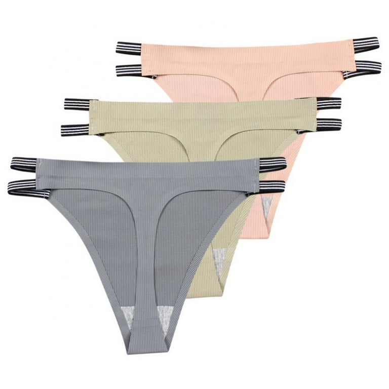 Thongs Solid Smooth Seamless Underwear G-string Panties - Ladies' High  Stretch Hollow Out Waistband Soft Breathable Briefs(3-Packs)