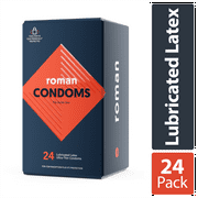 Roman Ultra Thin Condoms, 100% Natural Latex Lubricated Condoms, FSA/HSA Eligible, 24 Pack