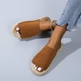 thumbnail image 3 of B91xZ Women's Rhinestone Flat Sandals Cross Strap Open Toe Summer Slide Sandals,Brown 9.5, 3 of 5