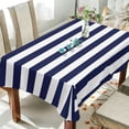 thumbnail image 4 of GZHJMY Navy Blue Stripes Rectangle Tablecloth, Waterproof Stain Wrinkle Resistant Washable Polyester Table Cover for Picnic Dinner Holiday Kitchen Party Decor, 54 x 72 in Home Decor, 4 of 7
