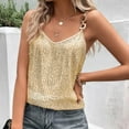 thumbnail image 4 of Scyoekwg Womens Sequin Tank Tops Crew Neck Sequin Tank Tops Casual Loose Basic Sling Sleeveless Summer Solid Color Camisole Tees Shirts (Gold,S), 4 of 7