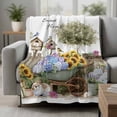 thumbnail image 2 of Spring Flowers Blanket Soft Cozy Warm Throw Blanket for Couch, Plush Fuzzy Flannel Fleece Blankets for Sofa, Farmhouse Garden Hydrangea Sunflowers Bunny Bed Blankets Gifts for Men, 32"x48", 2 of 9