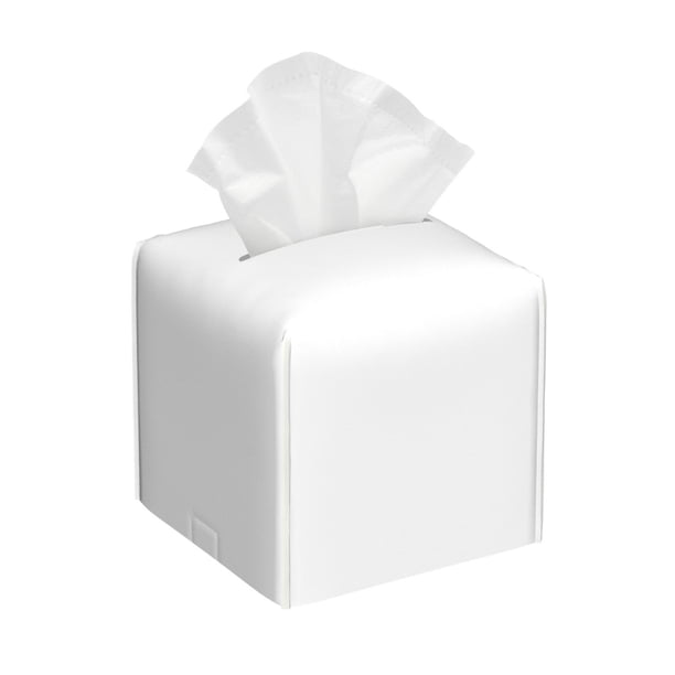 Fotbe White Porta Pañuelos Decorativo de Cuero, Caja Cuadrada Moderna para Pañuelos Faciales, Organizador y Dispensador 5x5x5''