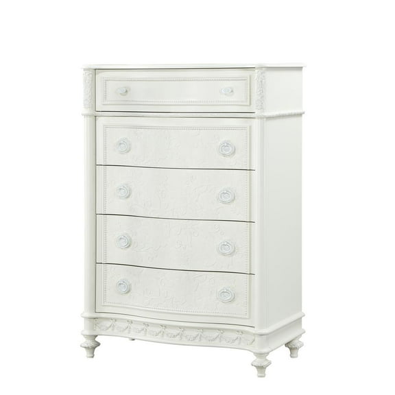 ACME Dorothy Transitional Wood 5 Drawers Chest in Ivory Finish