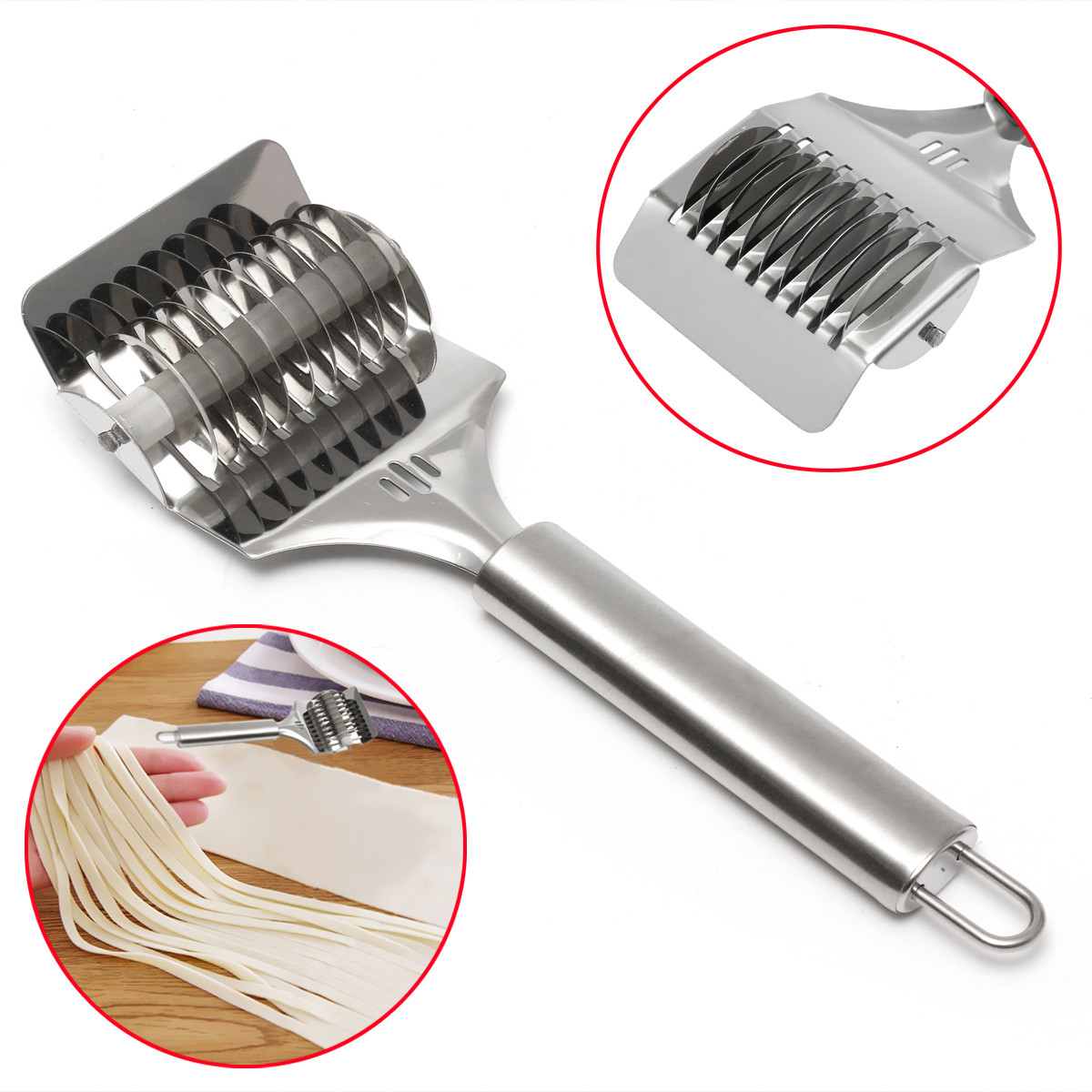 Stainless Steel Roller Dough Kitchen Gadget Tool Spaghetti Noodle Pasta