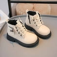thumbnail image 4 of Toddler Boots for Girls,Ankle Boots Soft Sole Stylish British for Kids Comfortable Leather Boots for Adventures,Fashion Boots,05 White,3-3.5 Years, 4 of 8